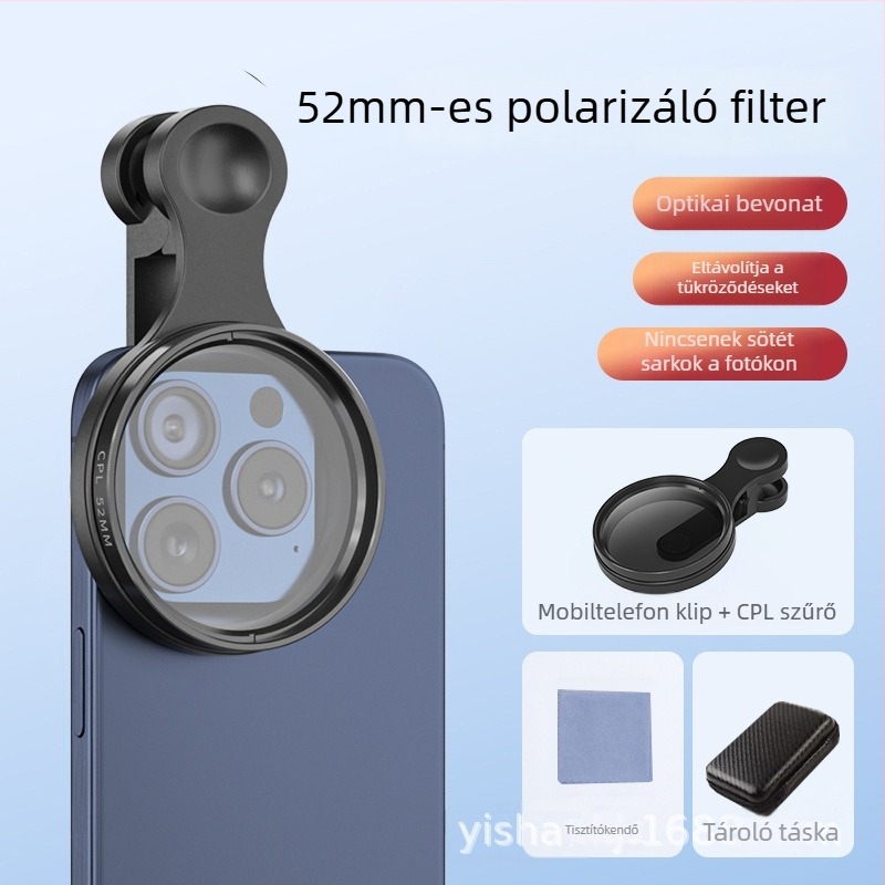 Mobiltelefonos objektív Starlight szűrővel és CPL polarizátorral, univerzális kompatibilitás