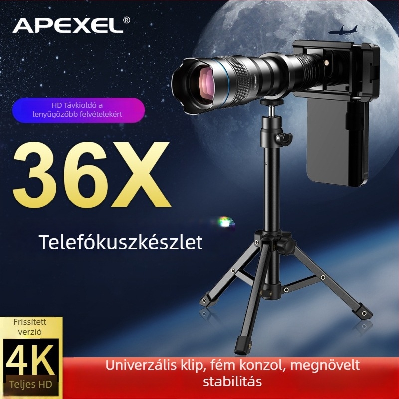 Apexel Külső teleobjektív mobiltelefonhoz, Modell Apl-js36xjj04/apl-js36xjj020, Univerzális a mobiltelefonokhoz