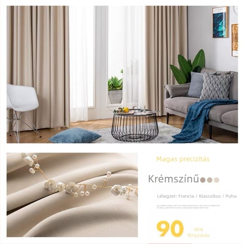 Pliszé poliészter blackout függönyök, magas árnyékolás 70-90%, modern minimalista stílus, alkalmas különböző ablak típusokra