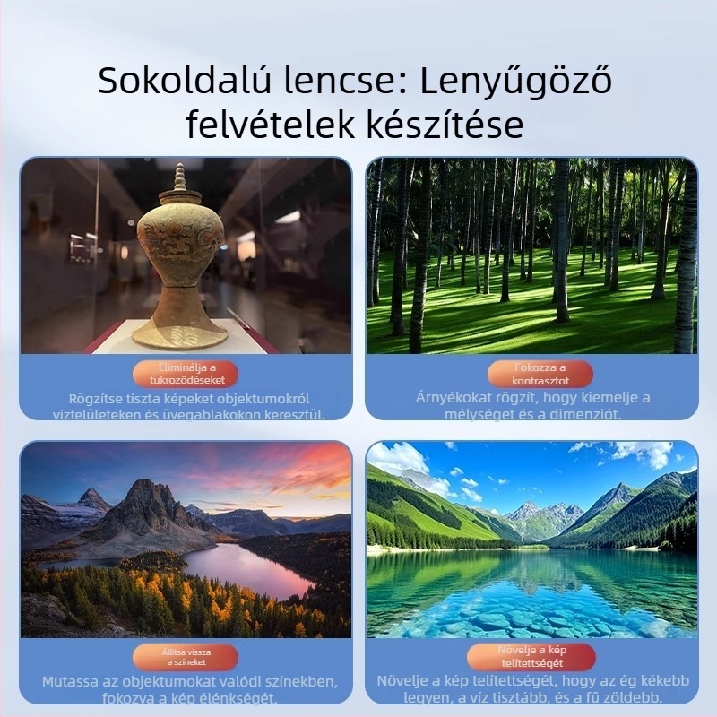 Okostelefon-kamera polarizátor – intelligens tükröződés-mentesítés, mini objektív, HD élő közvetítés