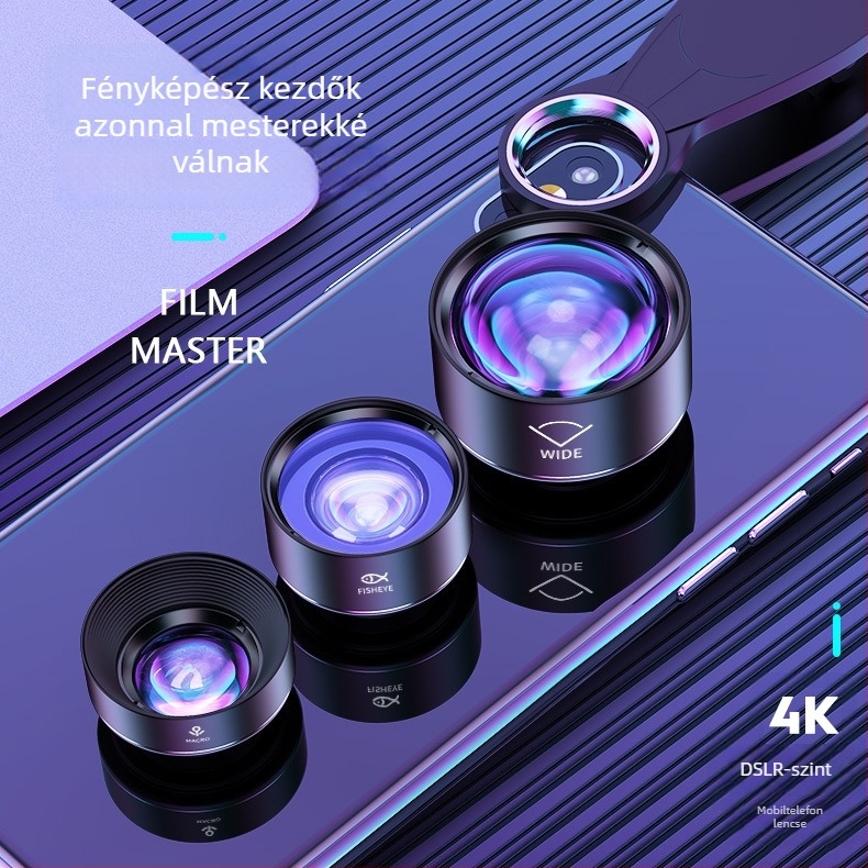 Három az egyben telefonlencse: széles látószög, makró és halszem (fisheye) – univerzális okostelefonnal kompatibil
