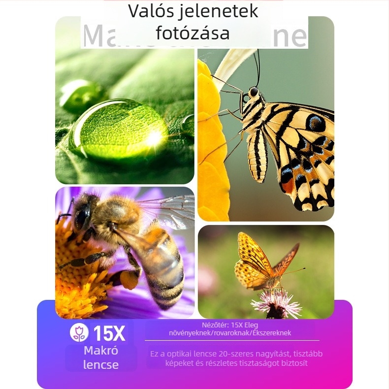Három az egyben telefonlencse: széles látószög, makró és halszem (fisheye) – univerzális okostelefonnal kompatibil