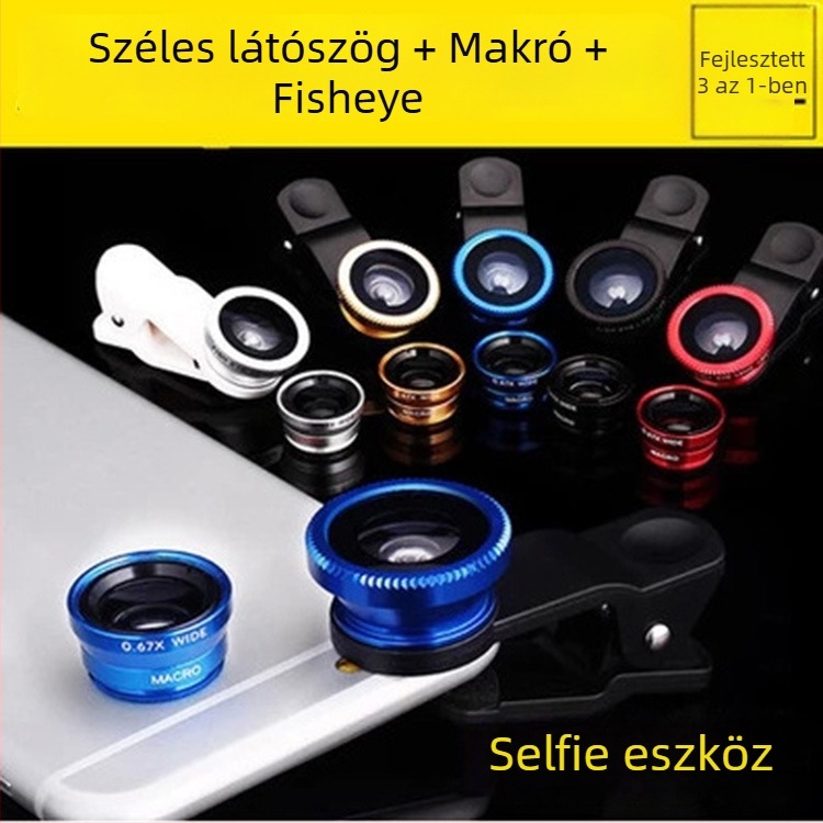 Mobiltelefonra rögzíthető lencse: 180° fisheye, széles látószög és makro – három az egyben