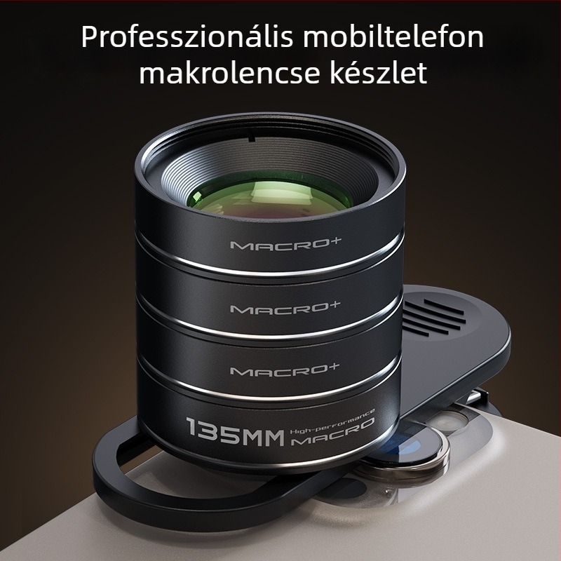 135mm makró mobiltelefon objektív készlet overlay lencsével és Pigeon Eye lencsével ékszerfotózáshoz