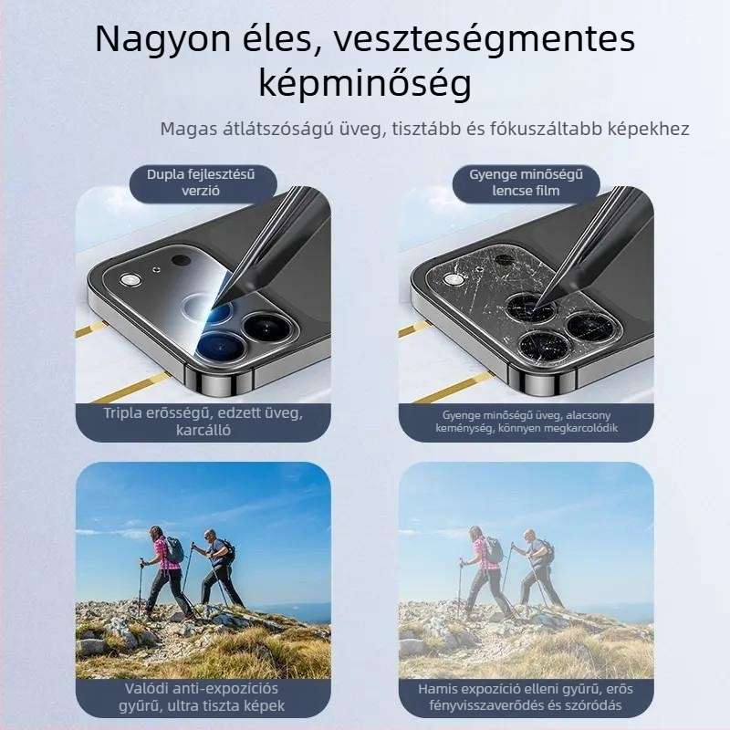 iPhone 17 sorozat hátlapi kamera objektív védőfóliája – edzett fólia a 17, 17 Pro, 17 Pro Max és 17 Air modellhez
