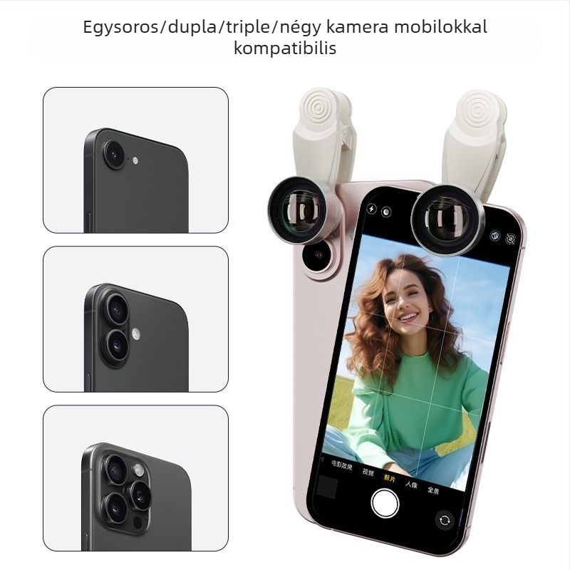 Első ultranagy látószögű objektív okostelefonhoz – nagy felbontás, torzítás elleni, képstabilizálás, selfie szépség (Modell R431, Márka: New ruijie, Kompatibilis az ULT-UNITE-tal, Általános használat)
