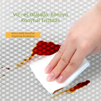 Konyhai alumíniumfóliából készült falikép, vízálló, páratartalom- és hőálló, önragadó, négyszögletes mintázatú, szekrényekhez és munkalapokhoz