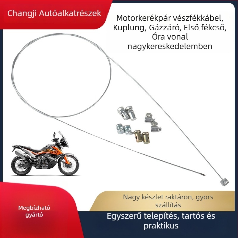 Kilenc részes motorkerékpár-kábelkészlet: fékkábel, kuplungkábel, gázkábél, első fékkábel, kilométeróra-kábel