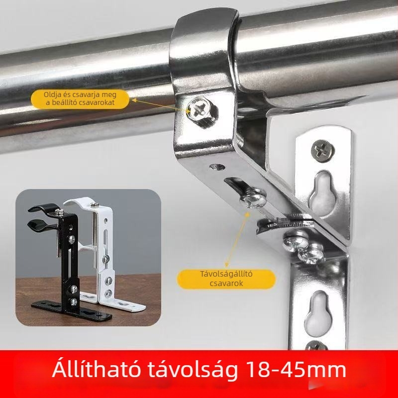 Univerzális függönyrúdtartó, falra szerelhető, állítható, rozsdamentes acél, multifunkcionális függöny-kiegészítő, modern minimalist stílus