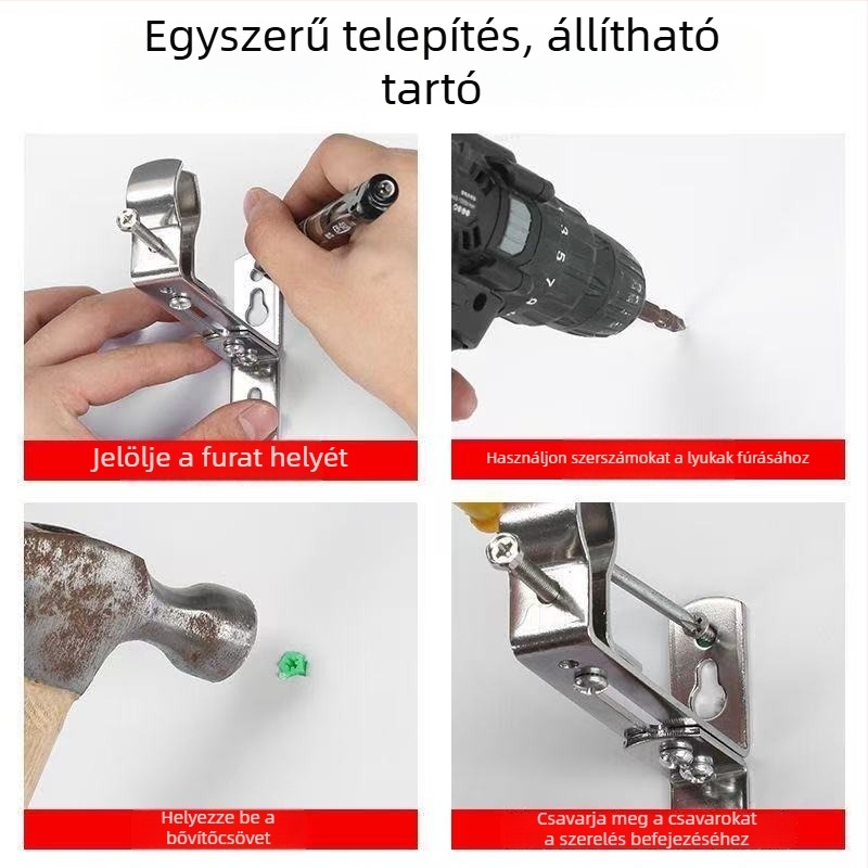 Univerzális függönyrúdtartó, falra szerelhető, állítható, rozsdamentes acél, multifunkcionális függöny-kiegészítő, modern minimalist stílus