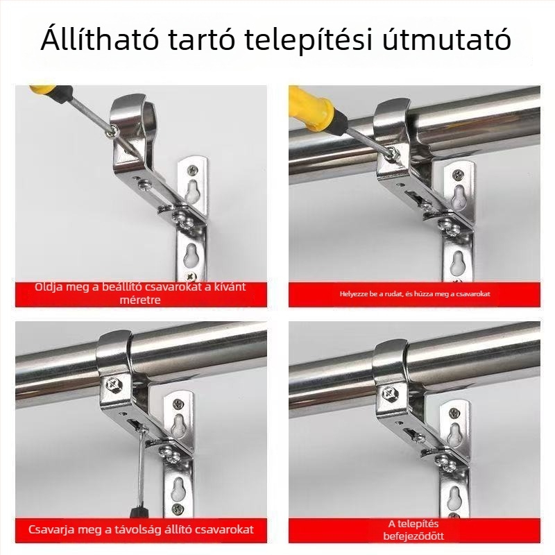 Univerzális függönyrúdtartó, falra szerelhető, állítható, rozsdamentes acél, multifunkcionális függöny-kiegészítő, modern minimalist stílus