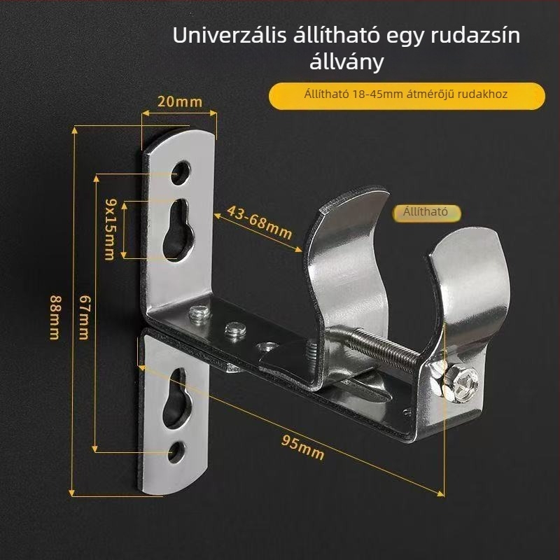 Univerzális függönyrúdtartó, falra szerelhető, állítható, rozsdamentes acél, multifunkcionális függöny-kiegészítő, modern minimalist stílus