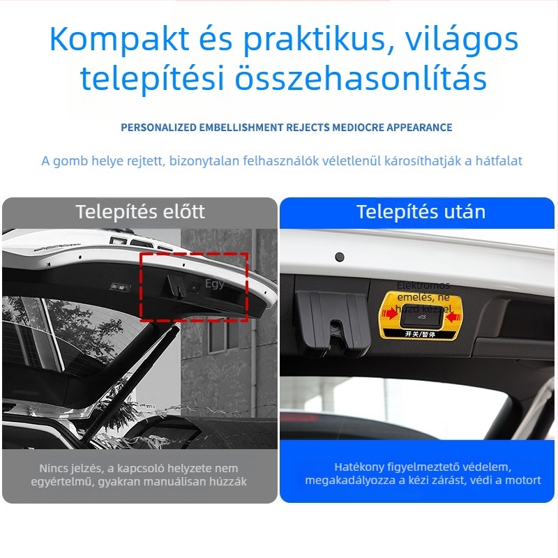 VW Taos elektromos hátsó ajtó figyelmeztető matricák, tükröző belső dekoráció, kompatibilis 24 modellhez, Gana márka, CCD-szenzor