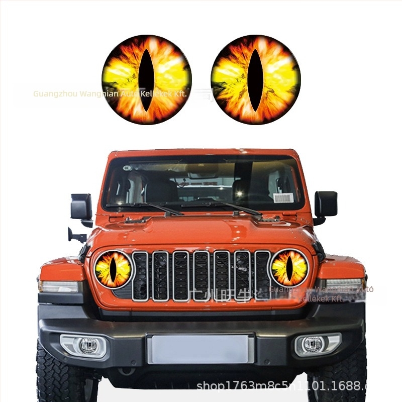 Beast Eye fényszóró decal – 3D geometriai minta, testreszabható, öntapadós Jeep fényszórókhoz (Wangniu)