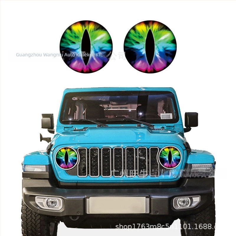 Beast Eye fényszóró decal – 3D geometriai minta, testreszabható, öntapadós Jeep fényszórókhoz (Wangniu)