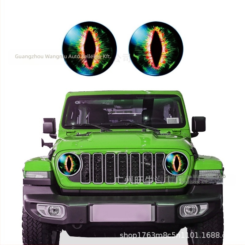 Beast Eye fényszóró decal – 3D geometriai minta, testreszabható, öntapadós Jeep fényszórókhoz (Wangniu)