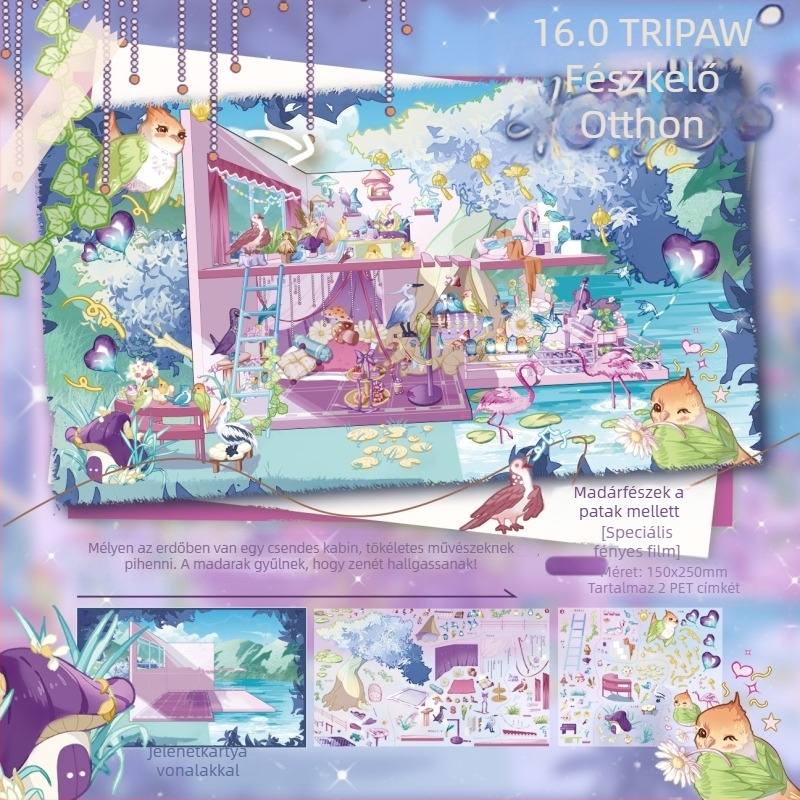 Háromlábú macska jelenet matricák készlet – Living Small House sorozat táj matricák (Meow Meow) (Személyre szabható; Márka: Other; Teljes pixelek: Other)