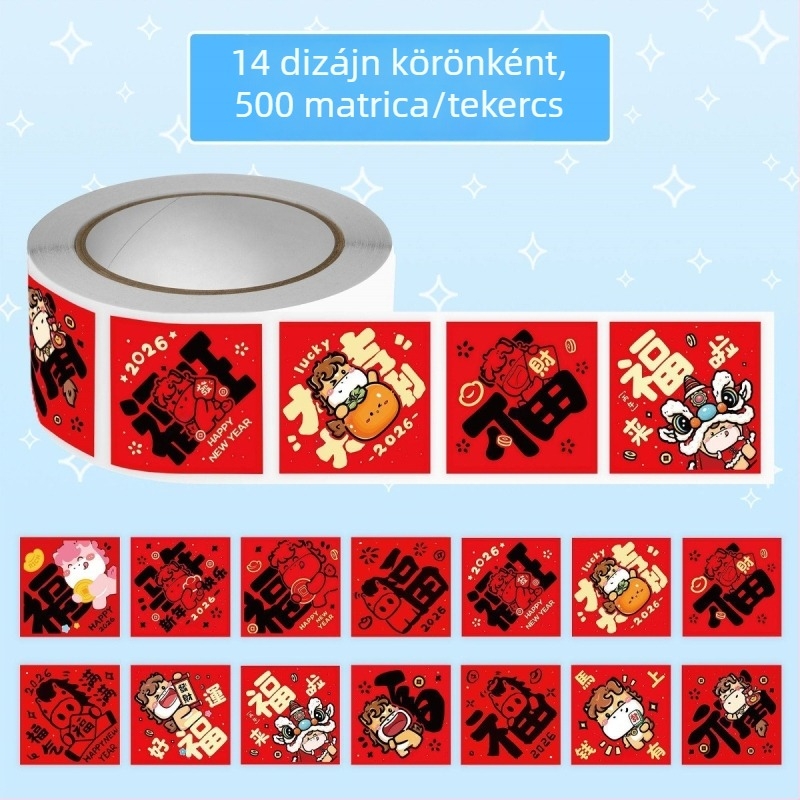 2000 darab áldáskívánságos tekercs matricák a Ló évére – DIY napló- és ajándékzacskó dekoráció