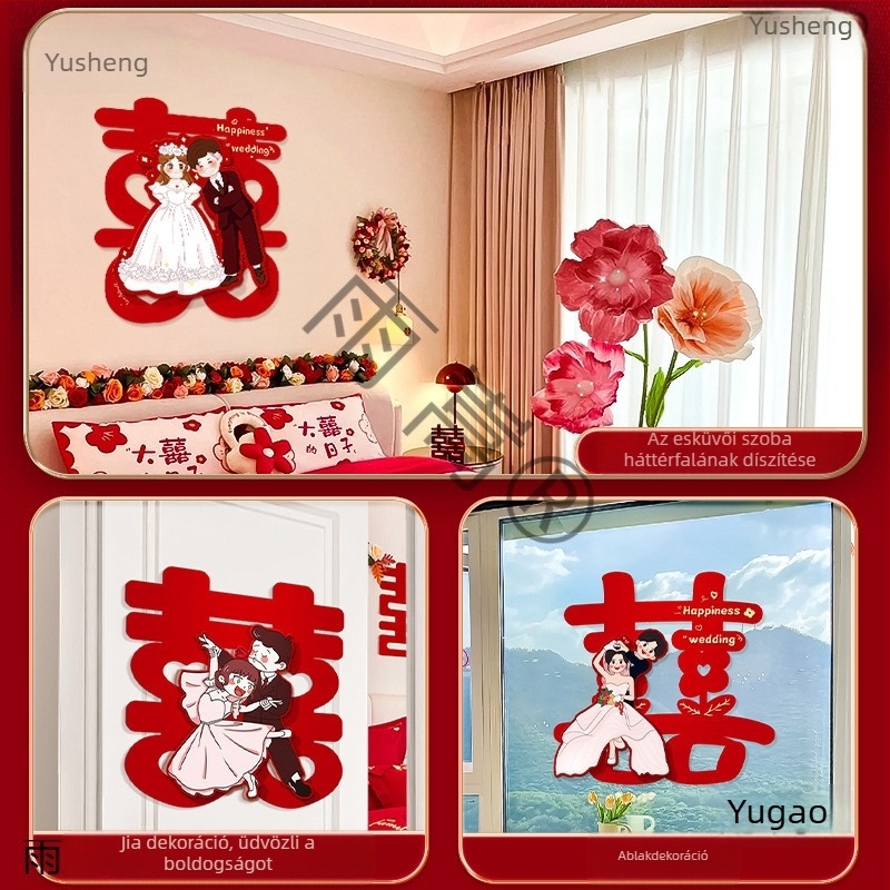 3D esküvői matricakészlet ajtókhoz és bejáratokhoz — esküvői témájú dekorációk ajtókra és falakra, 10 000 dpi