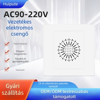86 típusú vezetékes ajtócsengő, 220V AC, ding-dong hang, szállodai szobákhoz