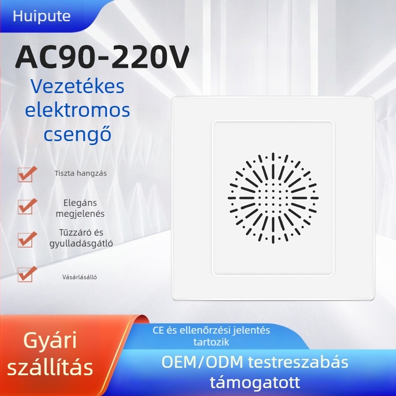 86 típusú vezetékes ajtócsengő, 220V AC, ding-dong hang, szállodai szobákhoz