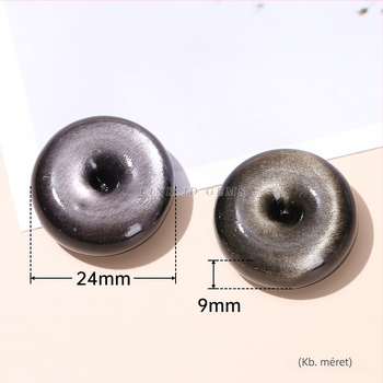 24 mm természetes ezüst obsidián medál – kulcstartó, DIY nyaklánc ékszer kiegészítő