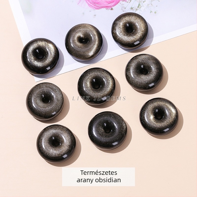 24 mm természetes ezüst obsidián medál – kulcstartó, DIY nyaklánc ékszer kiegészítő