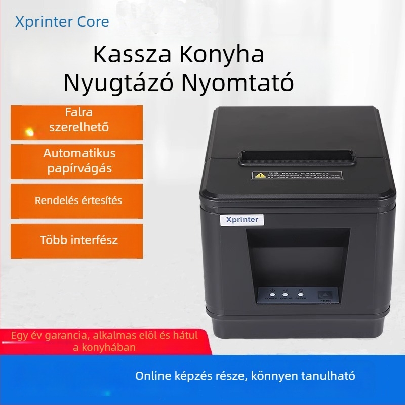 Barcode hőpapíros címkenyomtató – Bluetooth, USB, párhuzamos, Ethernet, WIFI; hőpapír média; nyomtatási szélesség 80 mm; tápegység 24V/2.5A