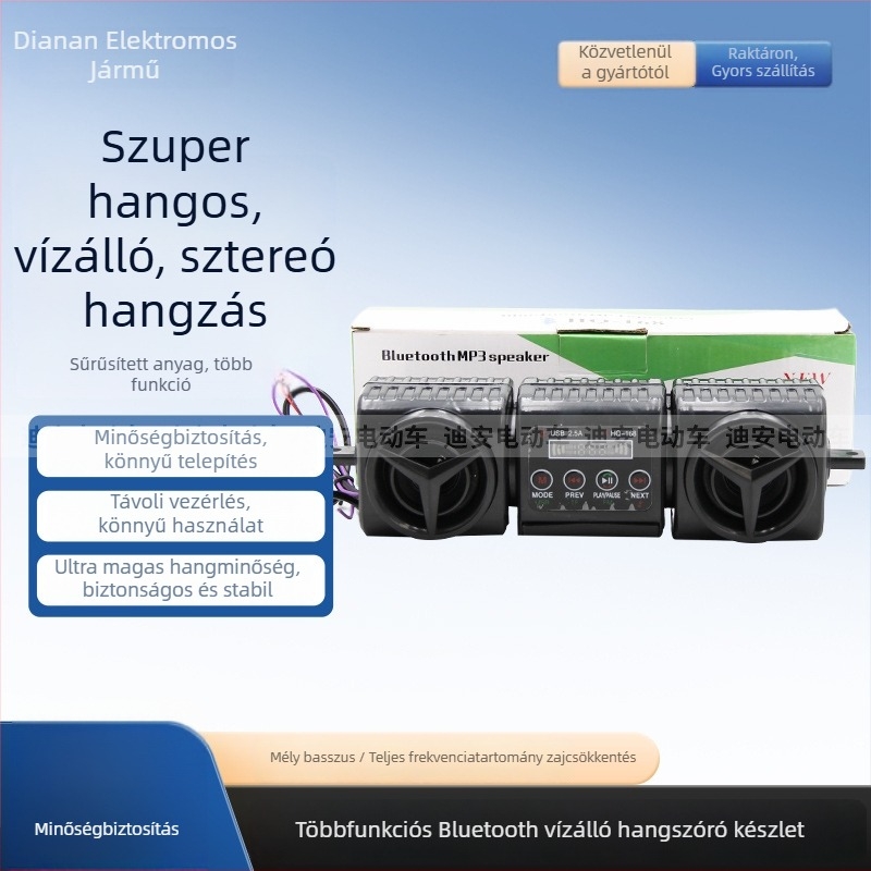 Kormányra szerelt Bluetooth hangszóró – 12V, műanyag, Lu qing