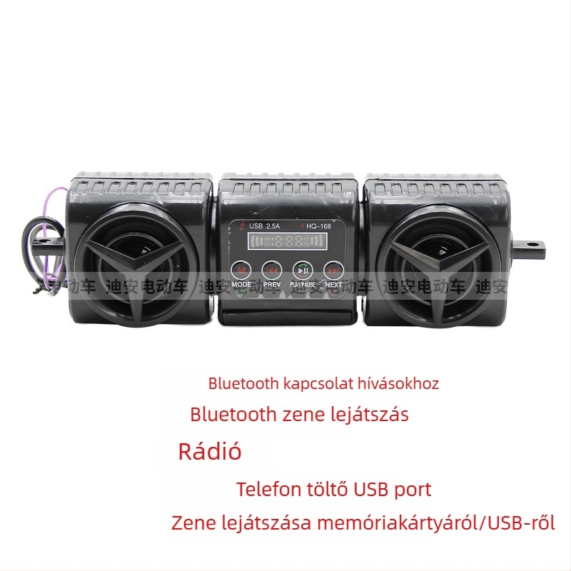 Kormányra szerelt Bluetooth hangszóró – 12V, műanyag, Lu qing