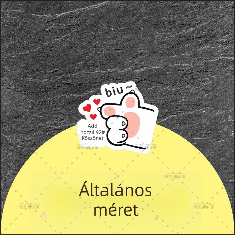 Reflektív autómatrica a tankfedélhez – személyre szabott macska tappancs dizájn, karikatúra stílus, szívófejes rögzítés