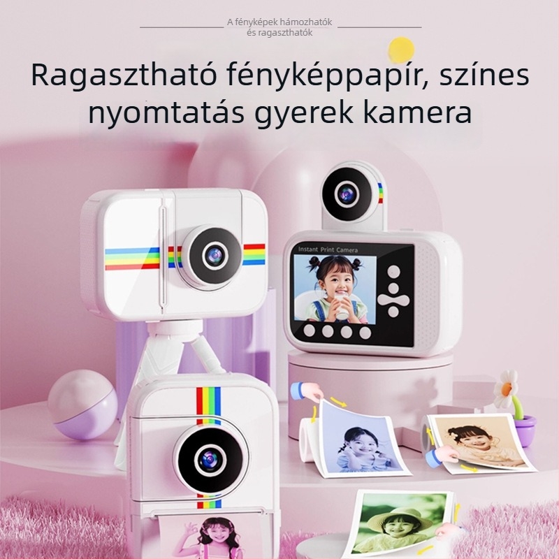 Polaroid-stílusú gyerekkamera K23 – azonnali nyomtatás, 2,4 hüvelykes LCD, TF-kártya, videófelvétel, 5-6 óra üzemidő