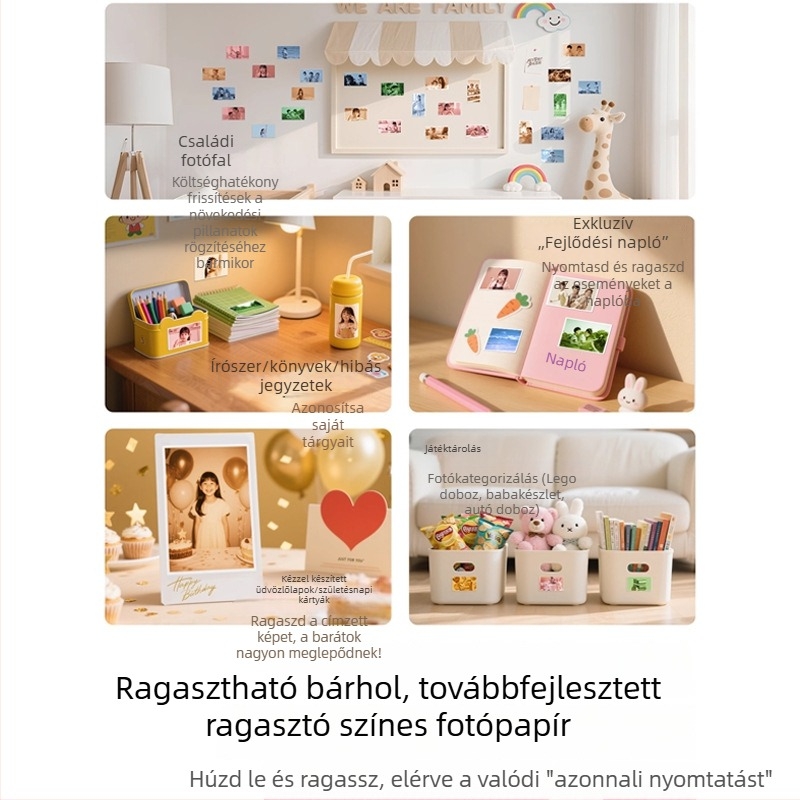 Polaroid-stílusú gyerekkamera K23 – azonnali nyomtatás, 2,4 hüvelykes LCD, TF-kártya, videófelvétel, 5-6 óra üzemidő