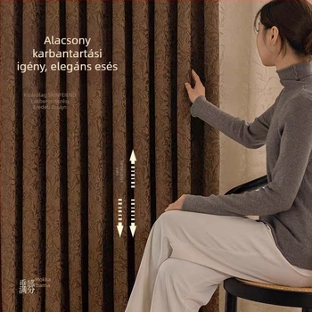 Rózsa mintás, reliefes függönyök francia stílusban, vastag Chenille jacquard blackout anyaggal nappaliba, hálószobába és dolgozószobába