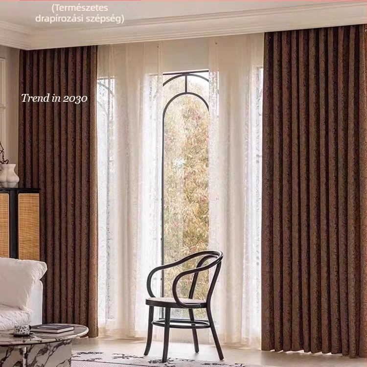 Rózsa mintás, reliefes függönyök francia stílusban, vastag Chenille jacquard blackout anyaggal nappaliba, hálószobába és dolgozószobába