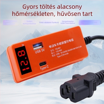 Leaping Flag USB töltő elektromos járművekhez és motorkerékpárokhoz feszültség-érzékelővel, 12–120V tartomány, USB kimenet