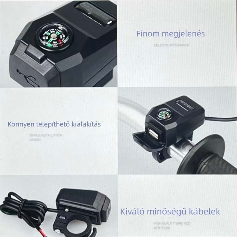 Univerzális USB töltő elektromos kerékpárokhoz, kormányra szerelt iránytűvel, 36–108V