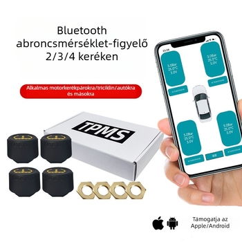 Motorkerékpár TPMS Bluetooth BLE01 – Ronghezheng, digitális kijelző, 0.7–7 bar, réz + ABS