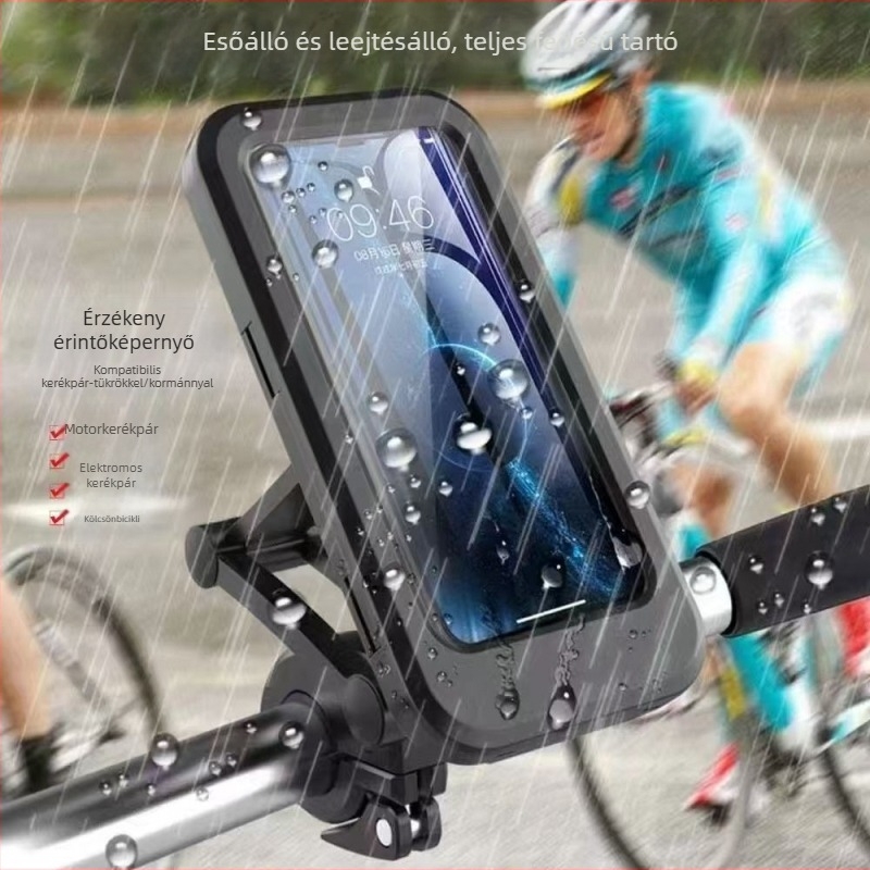 Elektromos motorkerékpár telefon-tartó navigációval, ütésálló, út- és terepkerékpározáshoz, Snap-On szerelés, kompatibil a műszerfalhoz