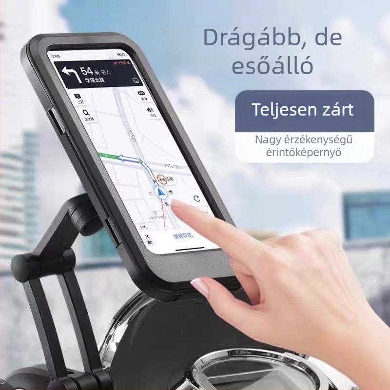 Elektromos motorkerékpár telefon-tartó navigációval, ütésálló, út- és terepkerékpározáshoz, Snap-On szerelés, kompatibil a műszerfalhoz