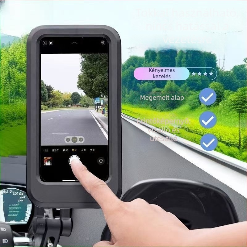 Elektromos motorkerékpár telefon-tartó navigációval, ütésálló, út- és terepkerékpározáshoz, Snap-On szerelés, kompatibil a műszerfalhoz