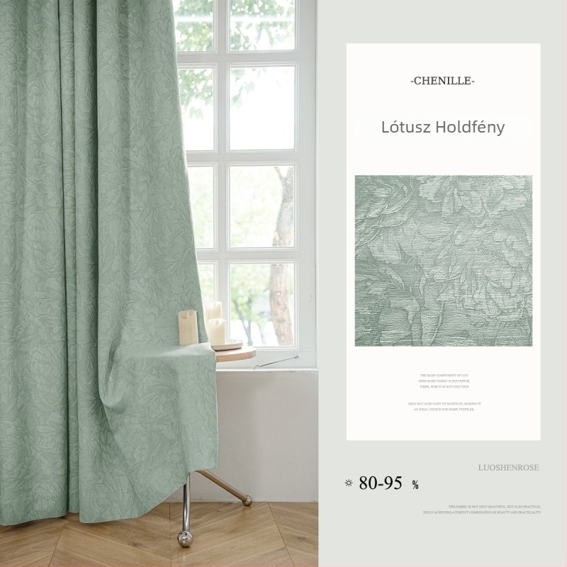 Francia Chenille Jacquard függöny 71–90% sötétítéssel, anyag: poliészter, mintázat: növények és virágok, stílus: francia