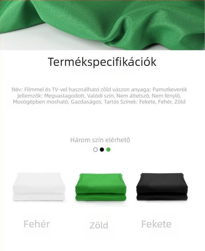 Fotóháttér kendő - Zöld képernyő, Anyag: szénszál, Univerzális kompatibilitás, Márka: Alapértelmezett opció