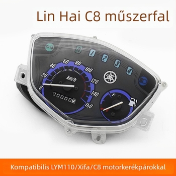 Linhai C8 motorkerékpárhoz készült műszerfal-készlet — odométer és sebességmérő, gyújtáskapcsoló, jelzőfények, műszervilágítás, modell C8, Márka Mogelon