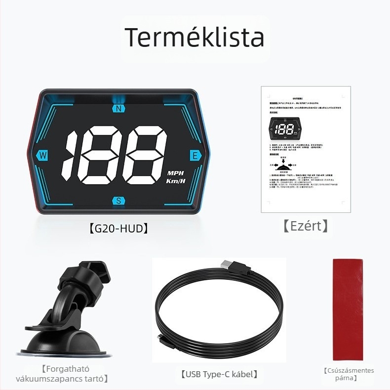 G20 autó HUD kijelző Beidou GPS-szel, univerzális minden járműhöz, HD kijelző, dugaszolható tápellátás