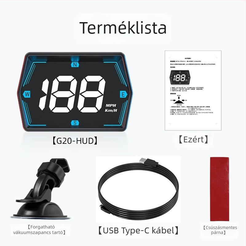 G20 autó HUD kijelző Beidou GPS-szel, univerzális minden járműhöz, HD kijelző, dugaszolható tápellátás