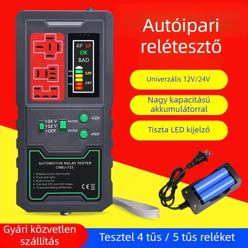 Autóhiba detektor, autórelé detektor, 8V tápegység, -20…50 °C üzemi hőmérséklet, modell Relay detector 12V24V