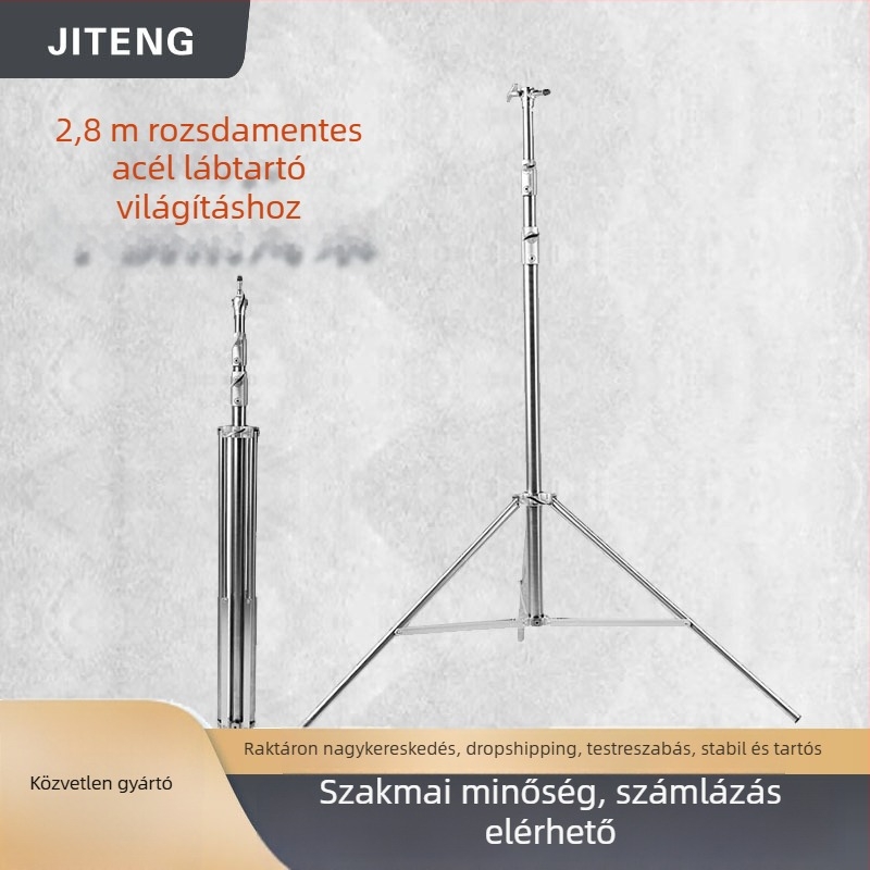 Rozsdamentes acél fotóstativ, 3 részes, csőátmérő 35/30/25 mm, teherbírás 10 kg, súly 2,35 kg