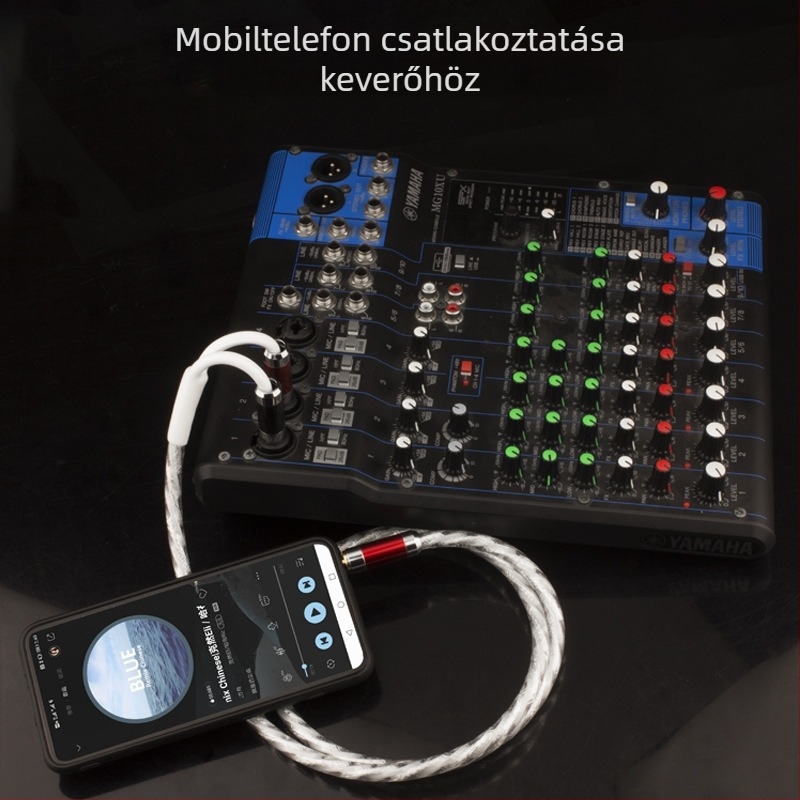 3,5 mm-es to 2x6,5 mm-es audio kábel, tiszta réz ezüstözéssel, kétvezetékes árnyékolt, PVC burkolat, hang- és videó eszközökhöz