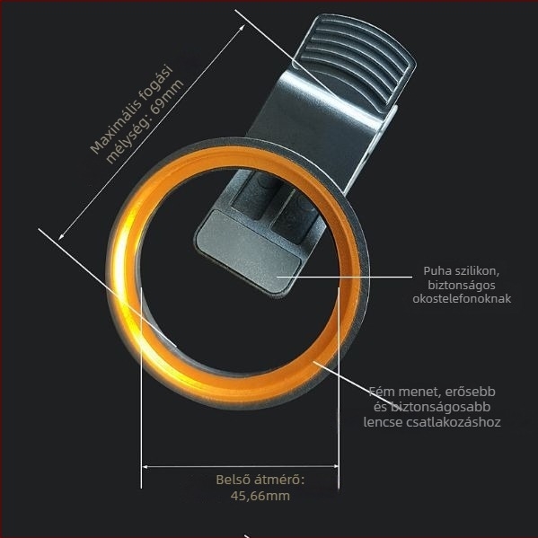 52 mm-es okostelefon-lencse szűrő klipe, univerzális minden telefonhoz, ideális élő ékszerfotózáshoz, gravírozható